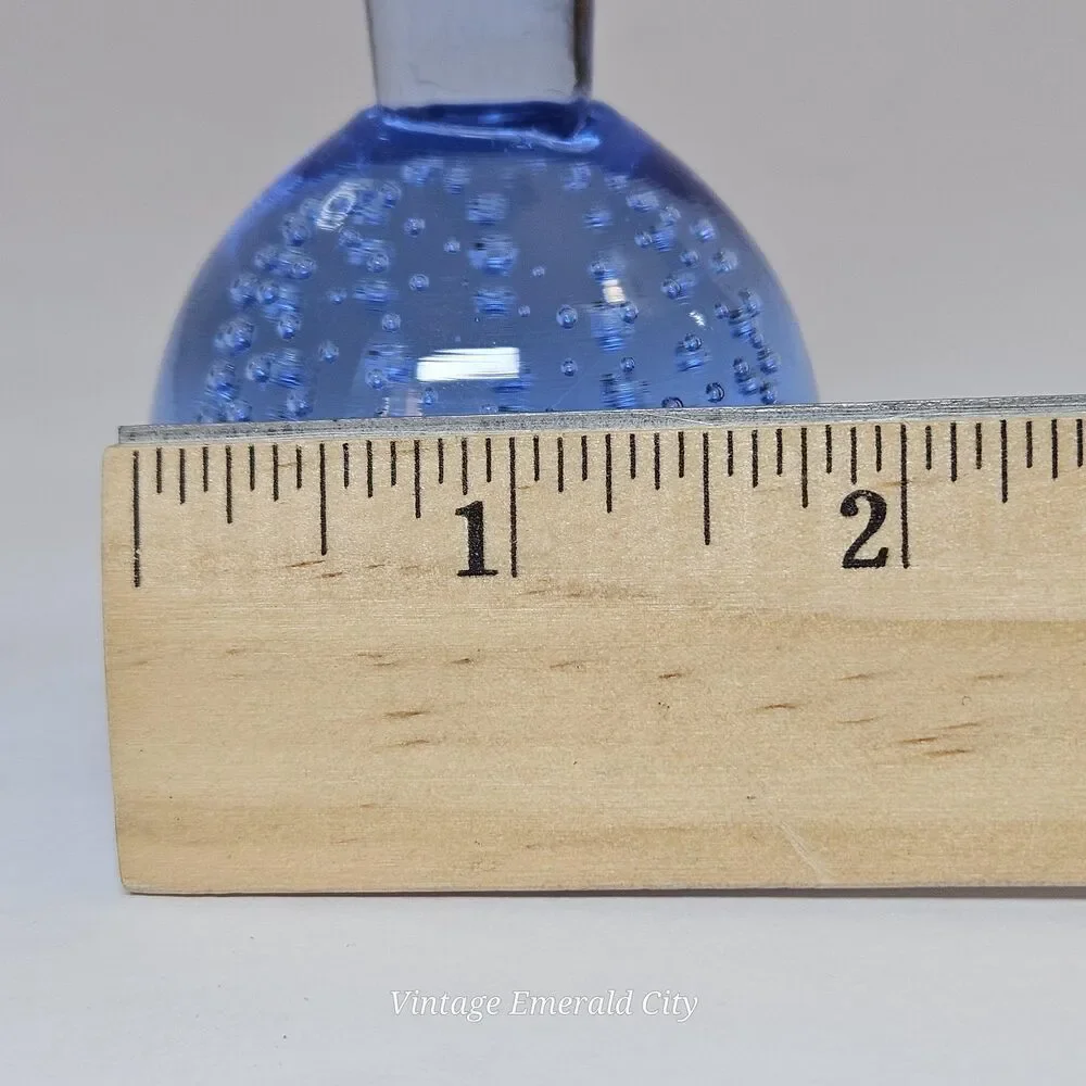 Vtg Clear Blue Fluted Bud Vase Controlled Bubbles Paperweight Bullicante Denmark